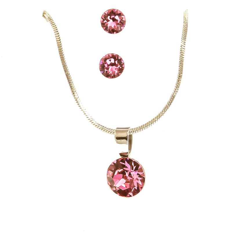 Swanis ékszerszett kör (10mm) medállal - rózsaszín + AJÁNDÉK díszdoboz