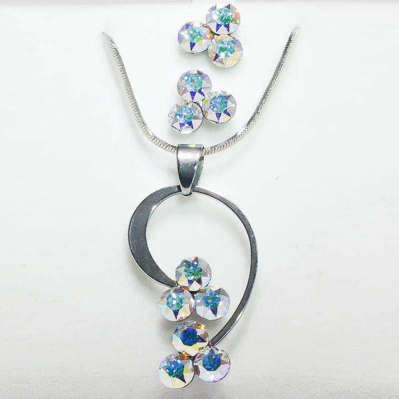 Swanis hangjegy három köves medál, fülbevaló szett - AB színváltó