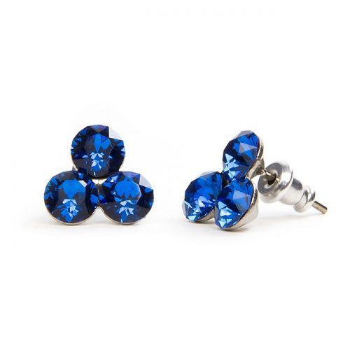 Swanis kristályos 3 köves bedugós fülbevaló 10 mm - kék