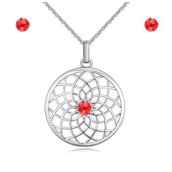 Swanis kristályos tavirózsa nyaklánc szett - piros