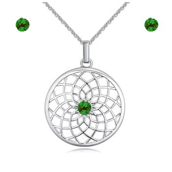 Swanis kristályos tavirózsa nyaklánc szett - zöld