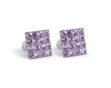 Swanis négyzet köves bedugós fülbevaló - halványlila