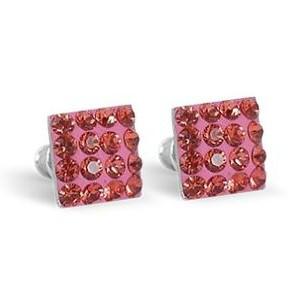 Swanis négyzet köves bedugós fülbevaló - lazac