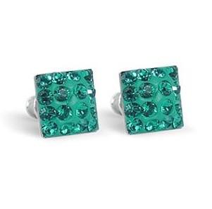 Swanis négyzet köves bedugós fülbevaló - türkizzöld
