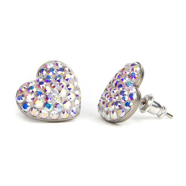 Swanis szív köves bedugós fülbevaló - víztiszta