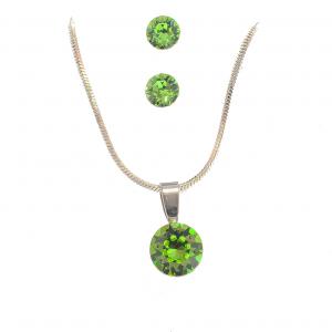 Swanis ékszerszett kör (10mm) medállal - világos zöld + AJÁNDÉK díszdoboz