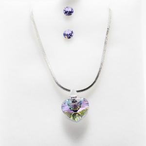 Swanis ékszerszett szíves medállal - szivárvány + AJÁNDÉK díszdoboz