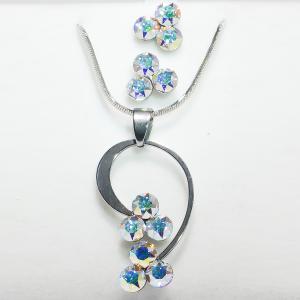 Swanis hangjegy három köves medál, fülbevaló szett - AB színváltó