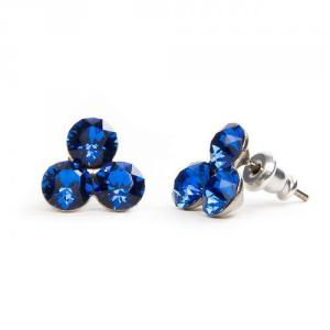 Swanis kristályos 3 köves bedugós fülbevaló 10 mm - kék
