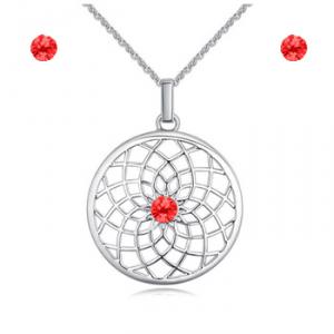 Swanis kristályos tavirózsa nyaklánc szett - piros