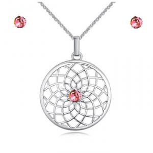 Swanis kristályos tavirózsa nyaklánc szett - rózsaszín