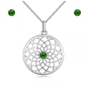 Swanis kristályos tavirózsa nyaklánc szett - zöld