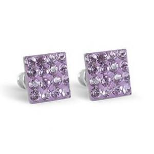 Swanis négyzet köves bedugós fülbevaló - halványlila
