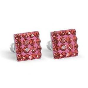 Swanis négyzet köves bedugós fülbevaló - lazac