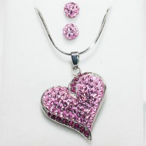 Swanis szív medál, fülbevaló szett - rózsaszín köves + AJÁNDÉK díszdoboz