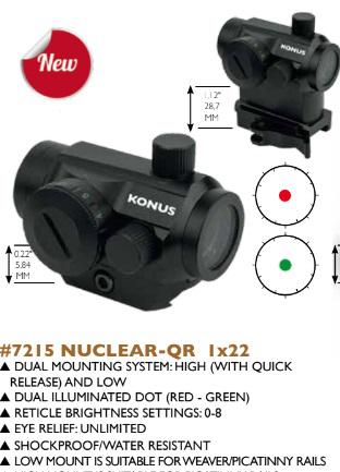 KONUS SIGHT-PRO ATOMIC QR 1x22 Világítópontos Céltávcső 7215