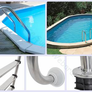 4 fokos INOX kivehető létra süllyesztett medencéhez - AISI 316L