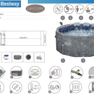 AirJet Lay-Z-Spa Carrara ThermaCore Smart masszázsmedence 4-6 személyes