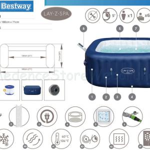 AirJet Lay-Z-Spa Hawaii Smart masszázsmedence 4-6 személyes