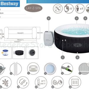AirJet Lay-Z-Spa MIAMI masszázsmedence, 2-4 személyes