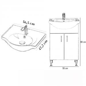 Bianca Plus 55 komplett - magasfényű fehér