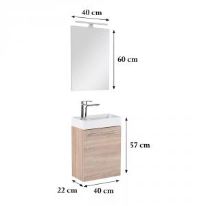 Fantastic 40 fürdőszoba bútor tükörrel - sonoma tölgy