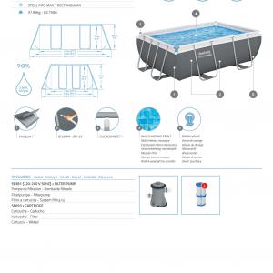 Fémvázas medence 282 x 196 x 84 cm szűrővel