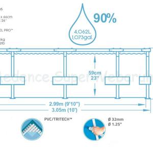 Fémvázas medence 305 x 66 cm önállóan STEEL PRO