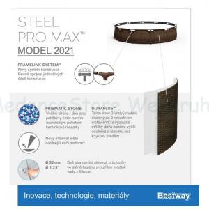 Fémvázas medence 366 x 100 cm készlet HOMOKSZŰRŐVEL STEEL PRO MAX RATTAN