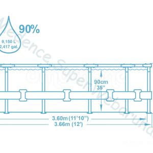 Fémvázas medence 366 x 100 cm készlet STEEL PRO MAX RATTAN