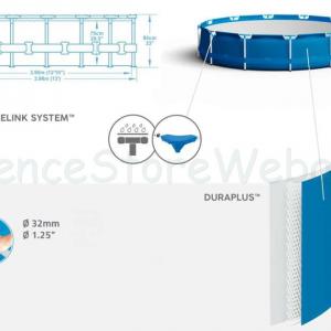 Fémvázas medence 396 x 84 cm szűrővel STEEL PRO