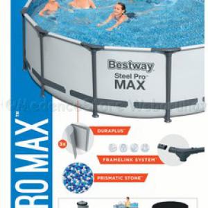 Fémvázas medence 427 x 107 cm készlet STEEL PRO MAX