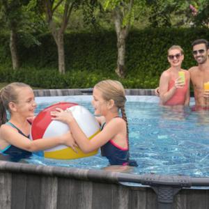 Fémvázas medence 427 x 107 cm készlet Steel Pro Max WOOD