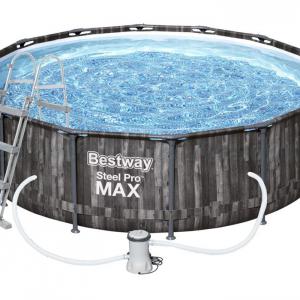 Fémvázas medence 427 x 107 cm készlet Steel Pro Max WOOD