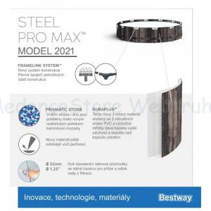 Fémvázas medence 427 x 107 cm készlet Steel Pro Max WOOD