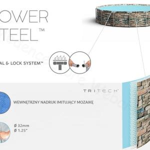 Fémvázas medence 427 x 122 cm készlet Power Steel Superior STONE mintás