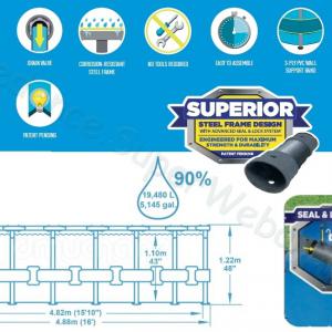 Fémvázas medence 488 x 122 cm készlet - RATTAN Swim Vista