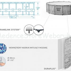 Fémvázas medence 549 x 122 cm készlet Steel Pro MAX STONE