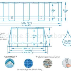 Fémvázas ovális medence 6,1 x 3,66 x 1,22 m készlet - Comfort Jet - STON