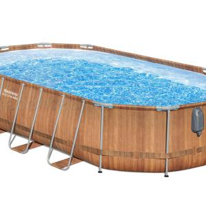 Fémvázas ovális medence 6,1 x 3,66 x 1,22 m készlet - Comfort Jet - WOOD