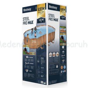 Fémvázas ovális medence 6,1 x 3,66 x 1,22 m készlet - Comfort Jet - WOOD