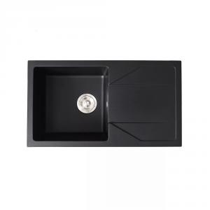 Gránit szögletes egy medencés mosogató + csepegtető  - Gori, fekete