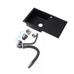 Gránit szögletes egy medencés mosogató + csepegtető  - Gori, fekete