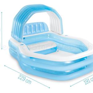 Háttámlás medence napernyővel 229 x 191 x 135 cm