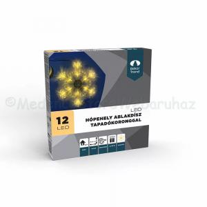 Hópehely világító dísz elemes 18 x 18 cm 12 LED