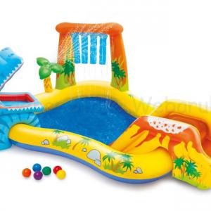 Játszómedence csúszdával - Dinoszaurusz  249 x 191 x 109 cm