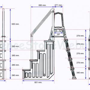 Műanyag medencelépcső külső létrával 120-135 cm-es medencéhez