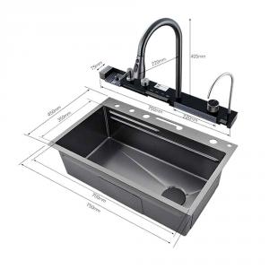 Multifunkciós rozsdamentes mosogató, digitális csapteleppel - Catania