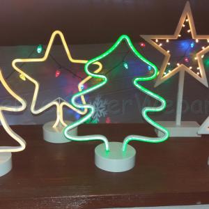 Neonfényű ablak vagy lakásdísz elemes - fenyő 31 cm