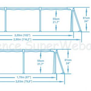 SPLASH fémvázas medence 259 x 170 x 61 cm önállóan vagy szűrővel